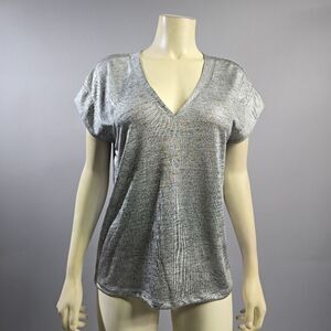 White House Black Market Small Gray Cap Sleeve T-Shirt R4